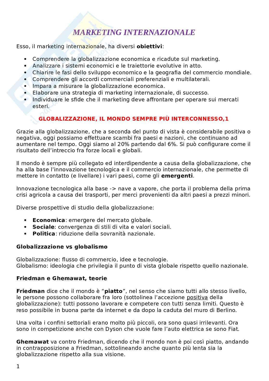 Marketing internazionale  Pag. 1