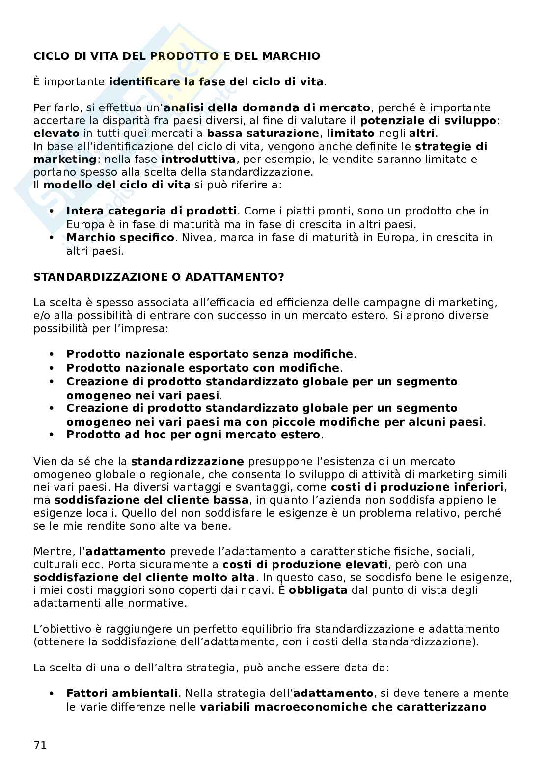 Marketing internazionale  Pag. 71