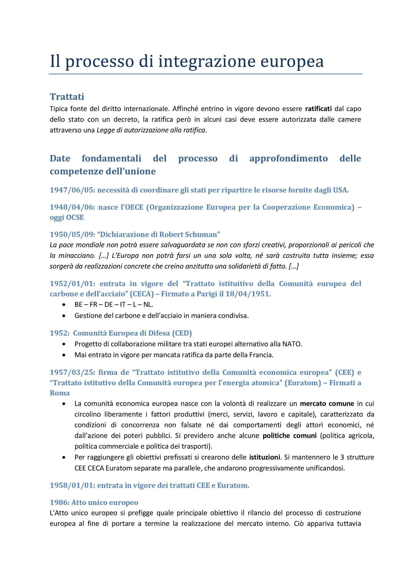 Diritto Europeo - Appunti Pag. 1