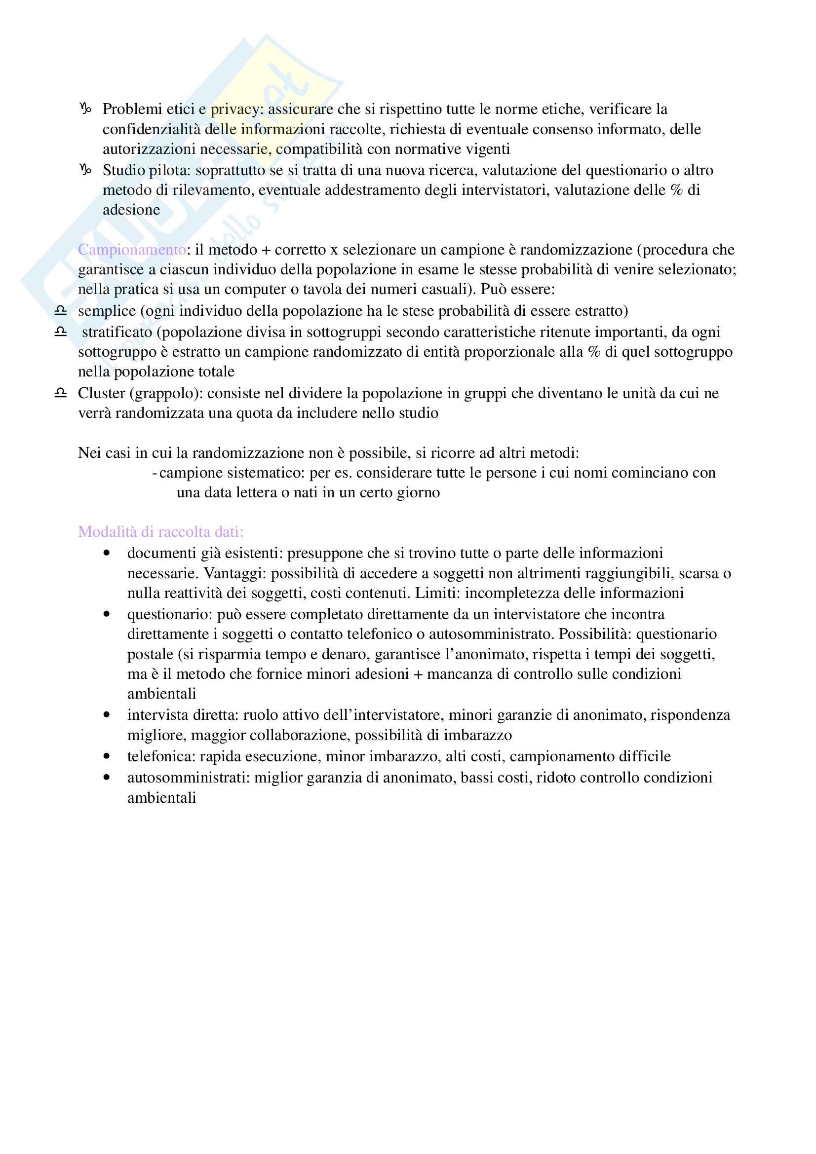 Riassunto esame Igiene, Elementi di metodologia epidemiologica, Signorelli, prof. Lemma Pag. 6