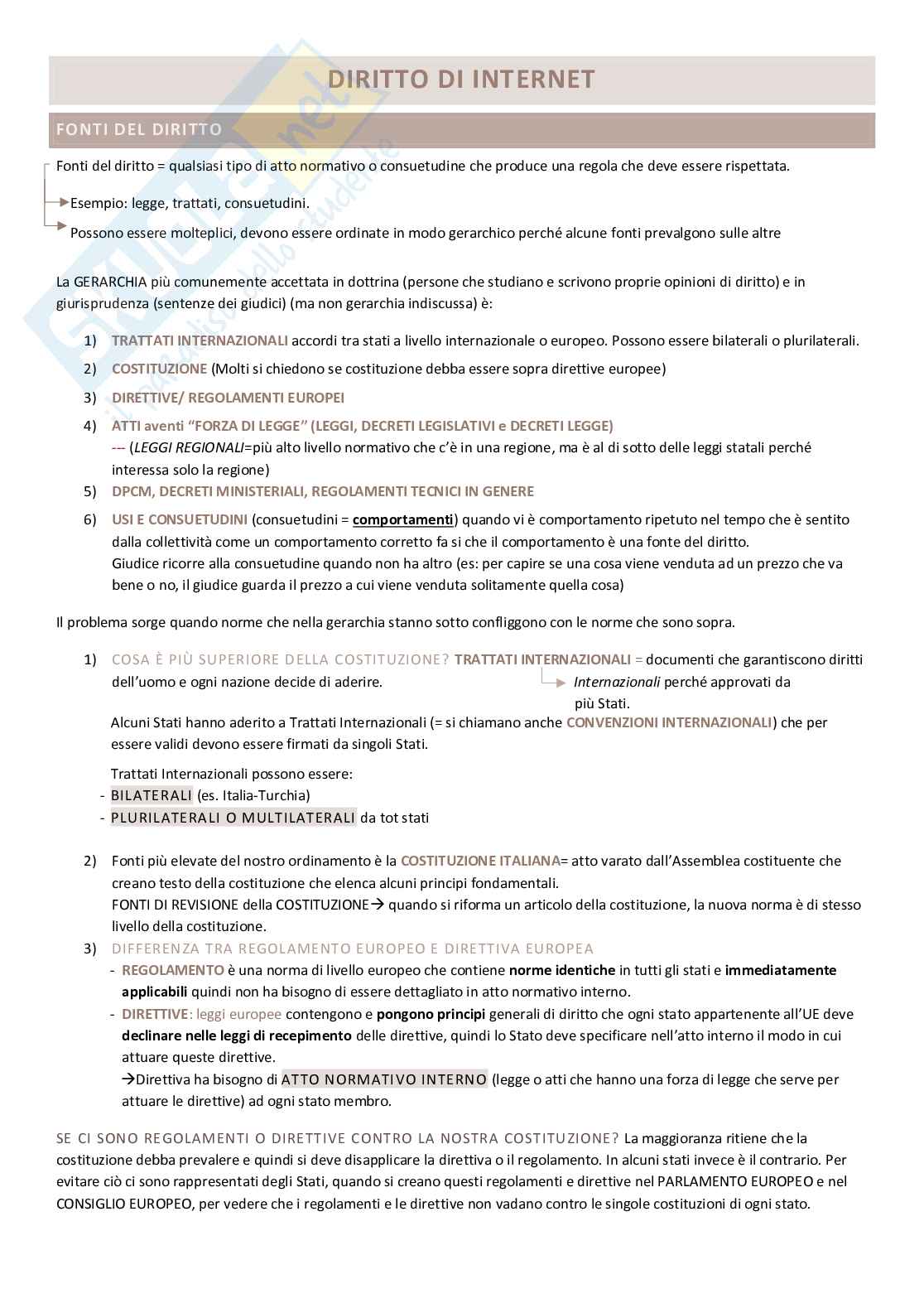 Diritto di internet Pag. 1