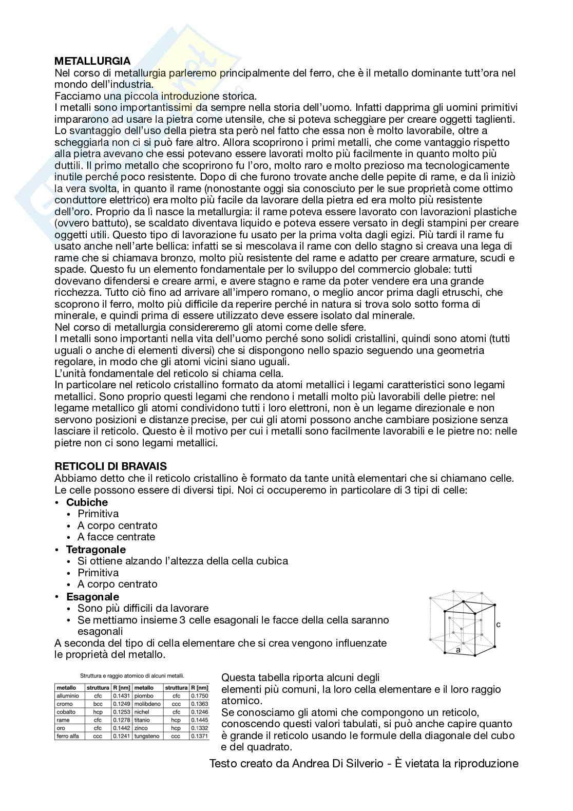 Appunti di Metallurgia Pag. 1