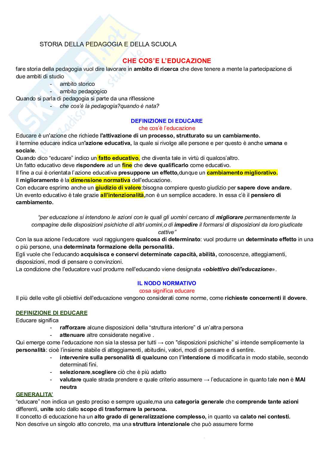 Appunti Storia della pedagogia Pag. 1