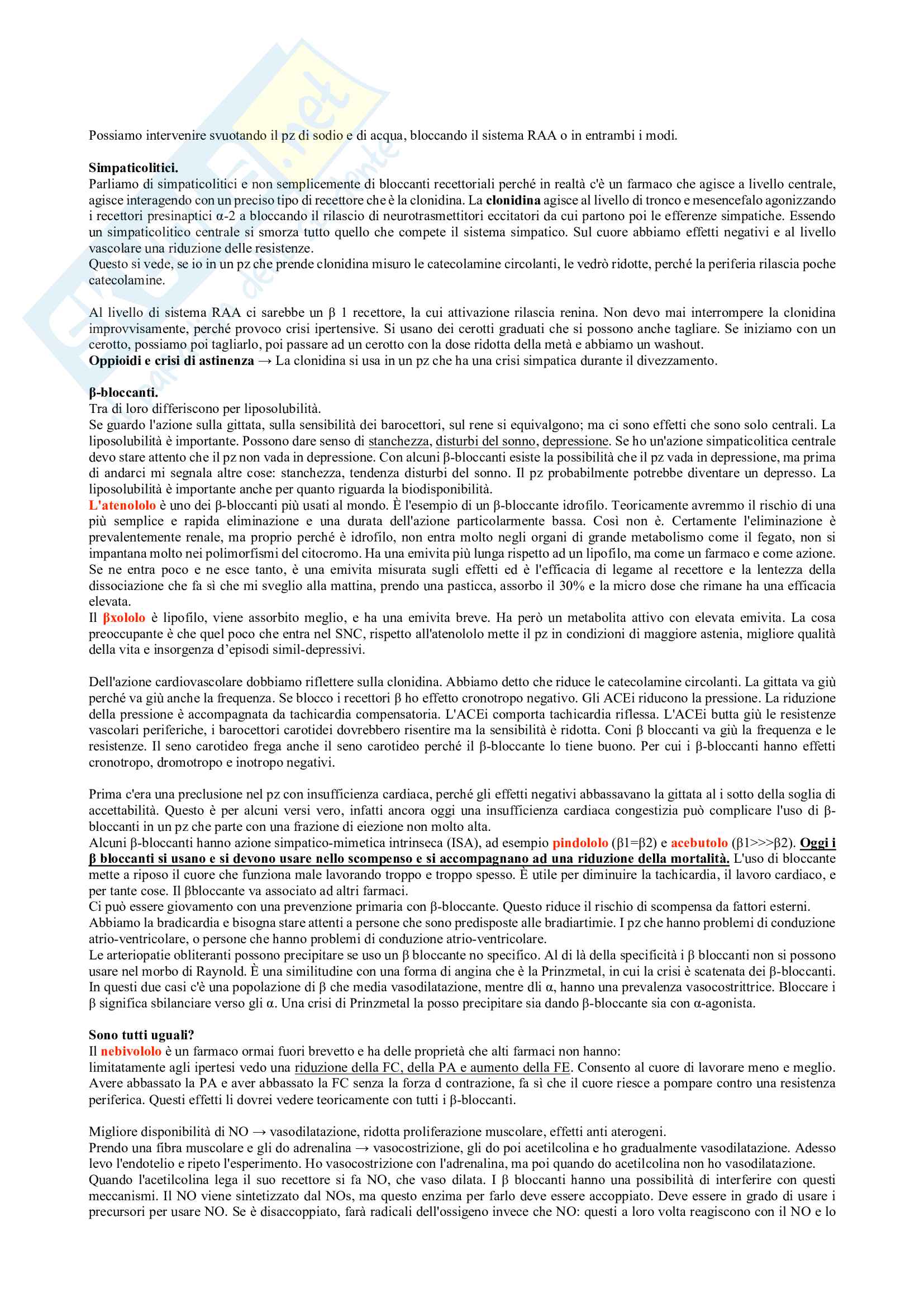 Farmaci del sistema cardiovascolare Pag. 6