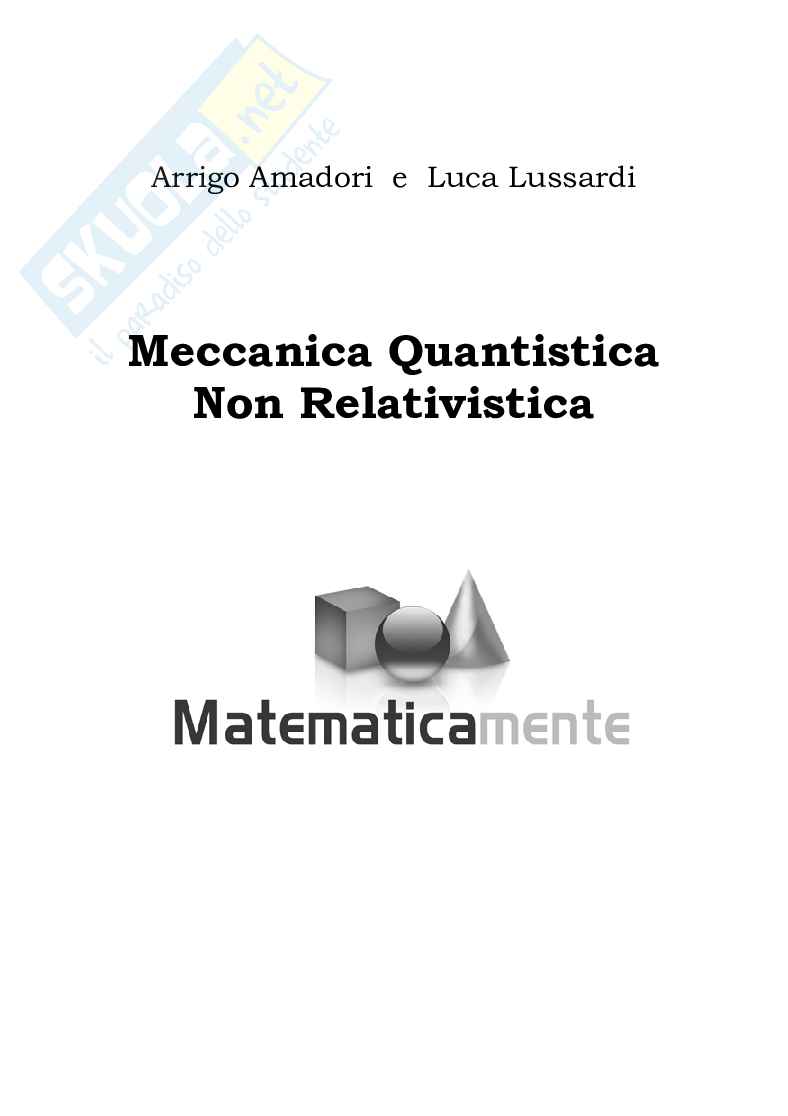 Meccanica Quantistica non Relativistica (eBook) Pag. 2