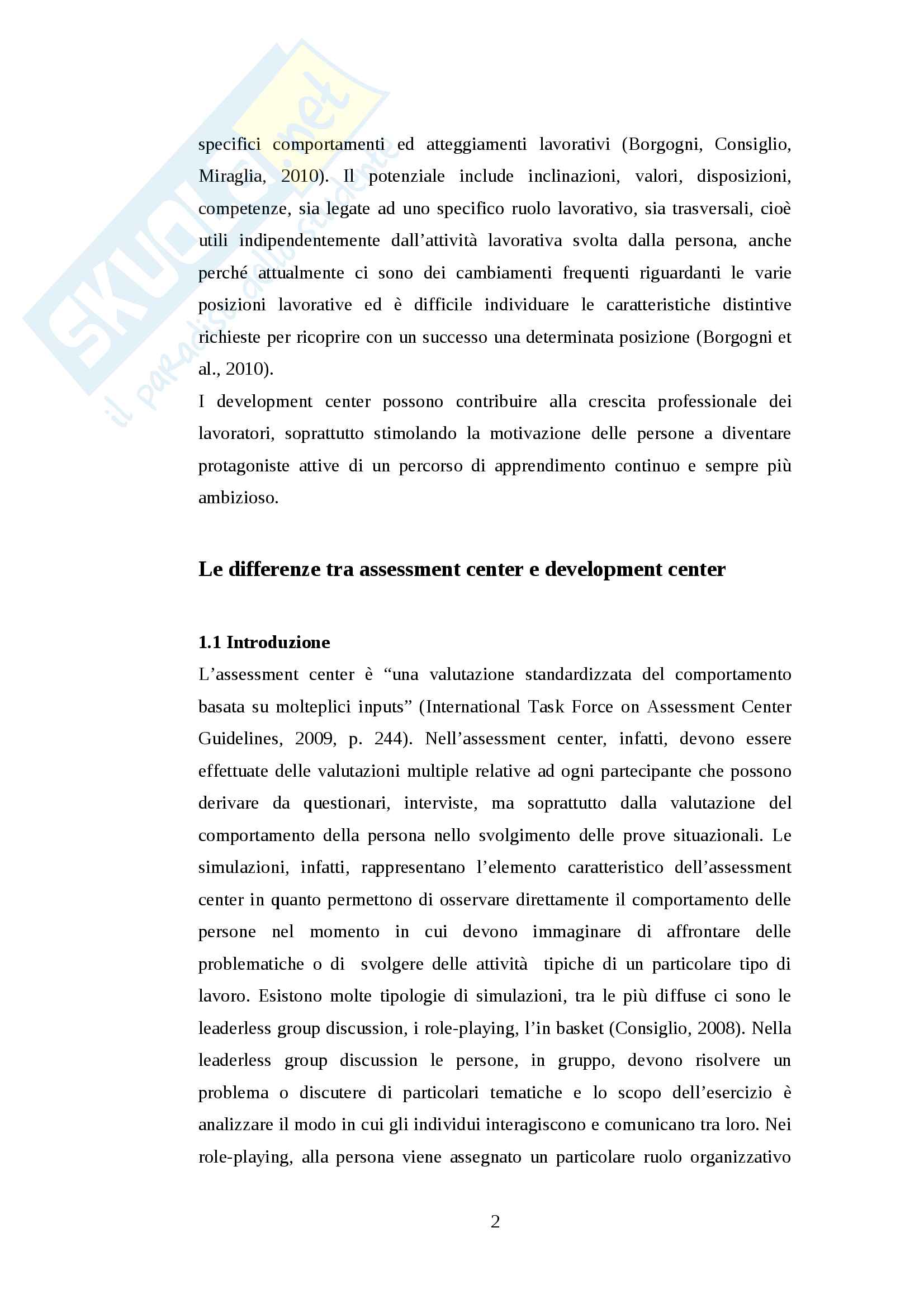 Assessment center e development center Pag. 2