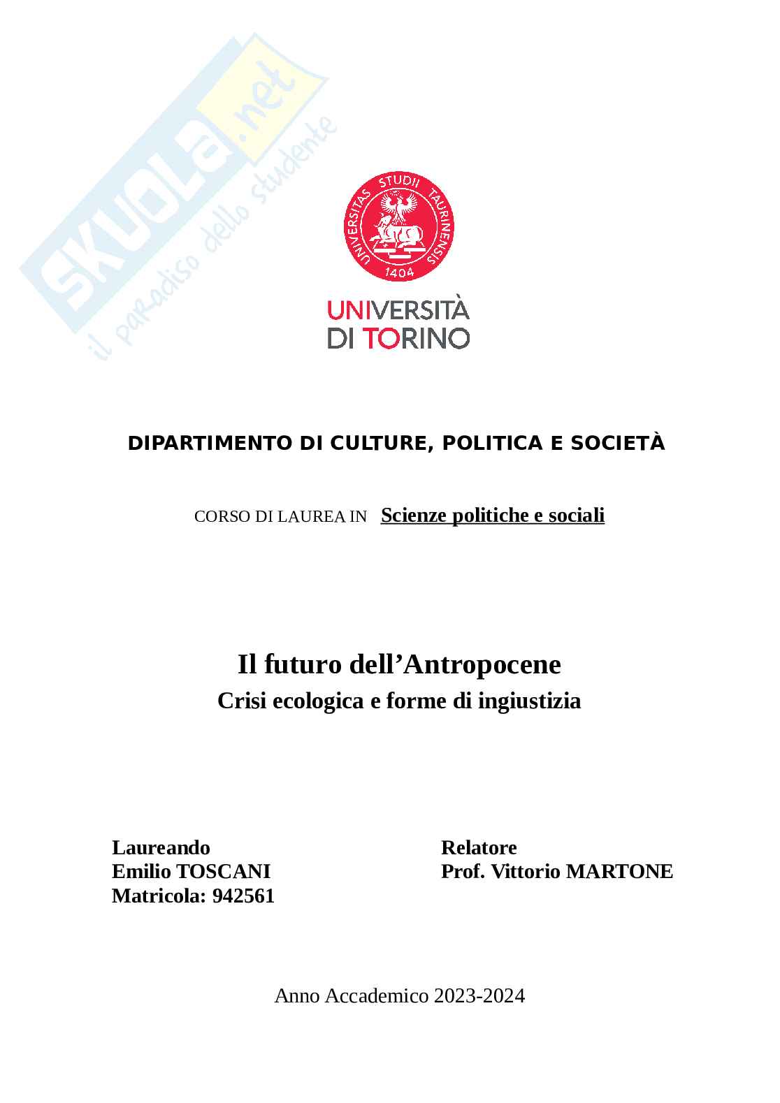 Futuro dell’antropocene Pag. 1