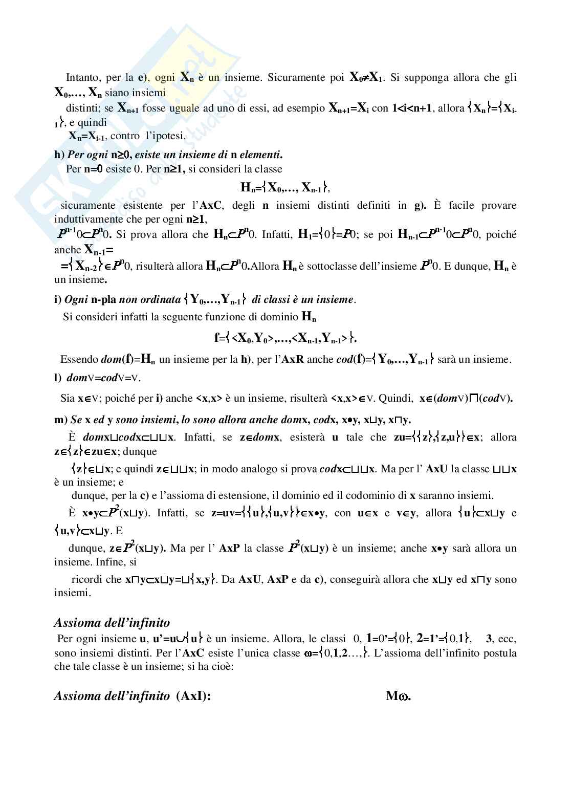 Teoria degli insiemi ed aritmetica Pag. 6