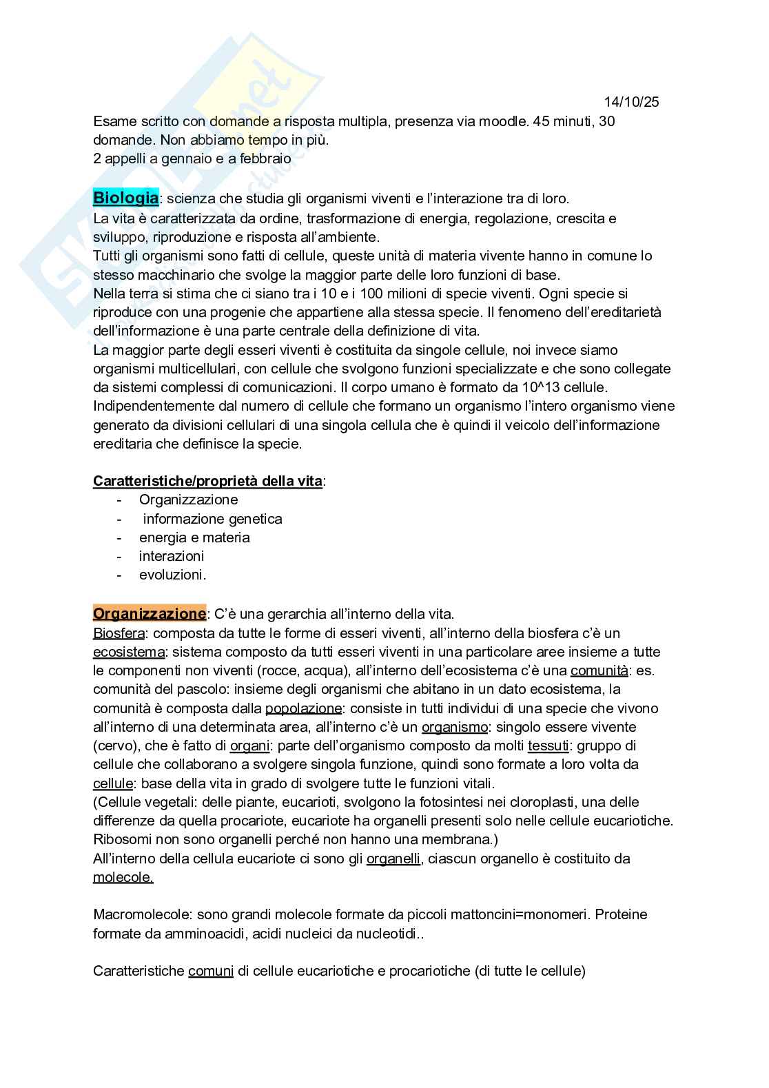 Biologia e genetica Pag. 1