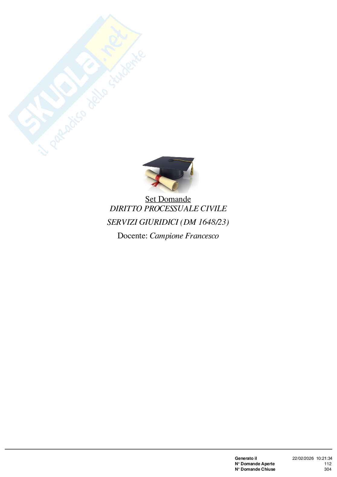 Paniere nuovo (2026) completo di Diritto processuale civile Pag. 1