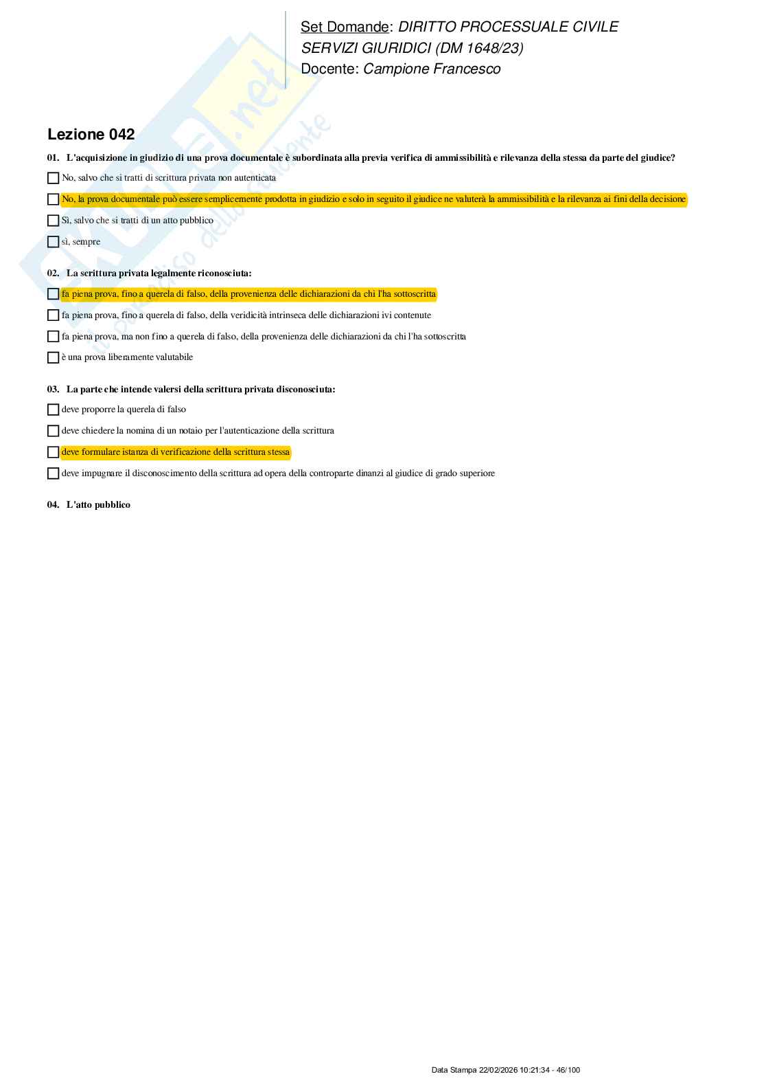 Paniere nuovo (2026) completo di Diritto processuale civile Pag. 46