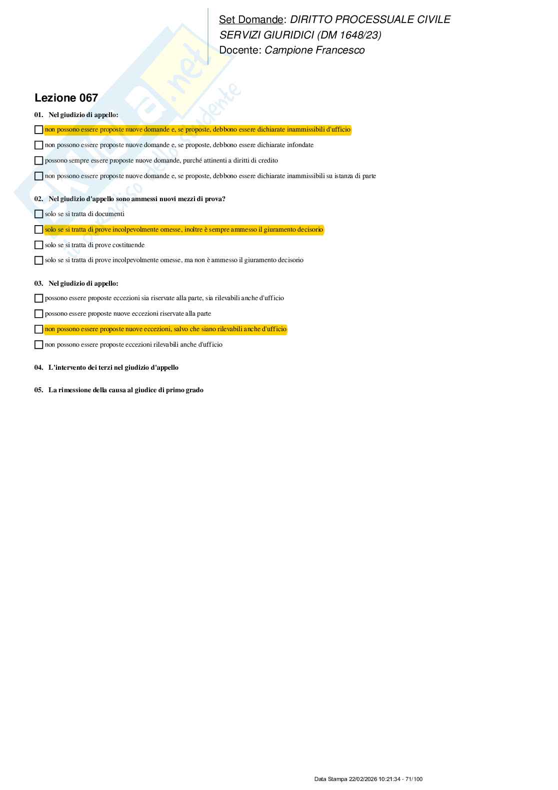 Paniere nuovo (2026) completo di Diritto processuale civile Pag. 71