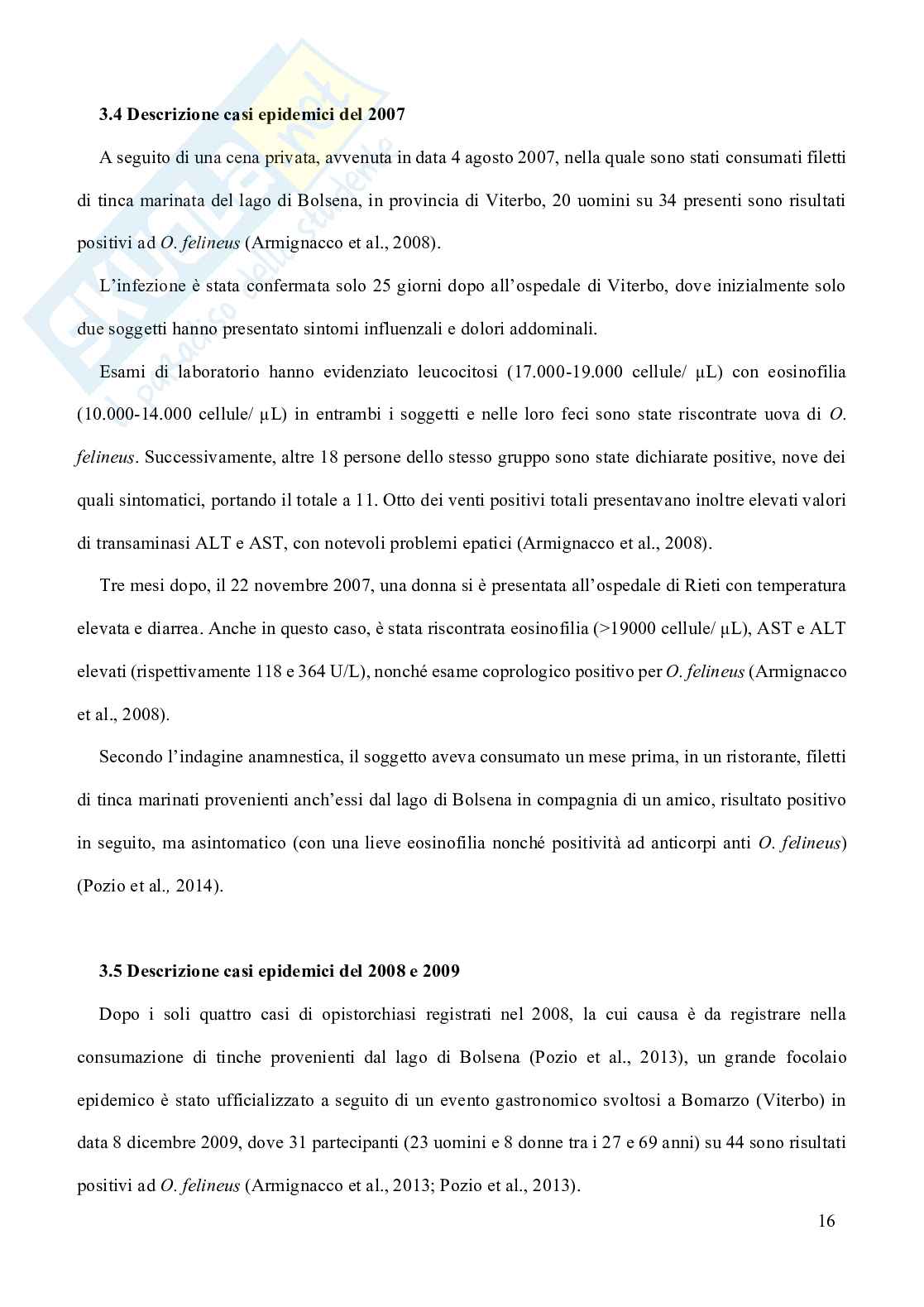 Opisthorchis felineus in Italia Pag. 16