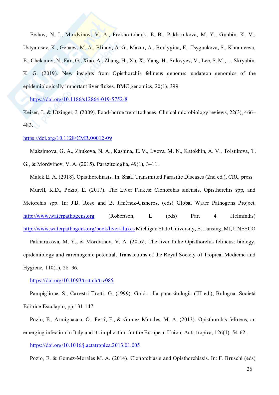 Opisthorchis felineus in Italia Pag. 26