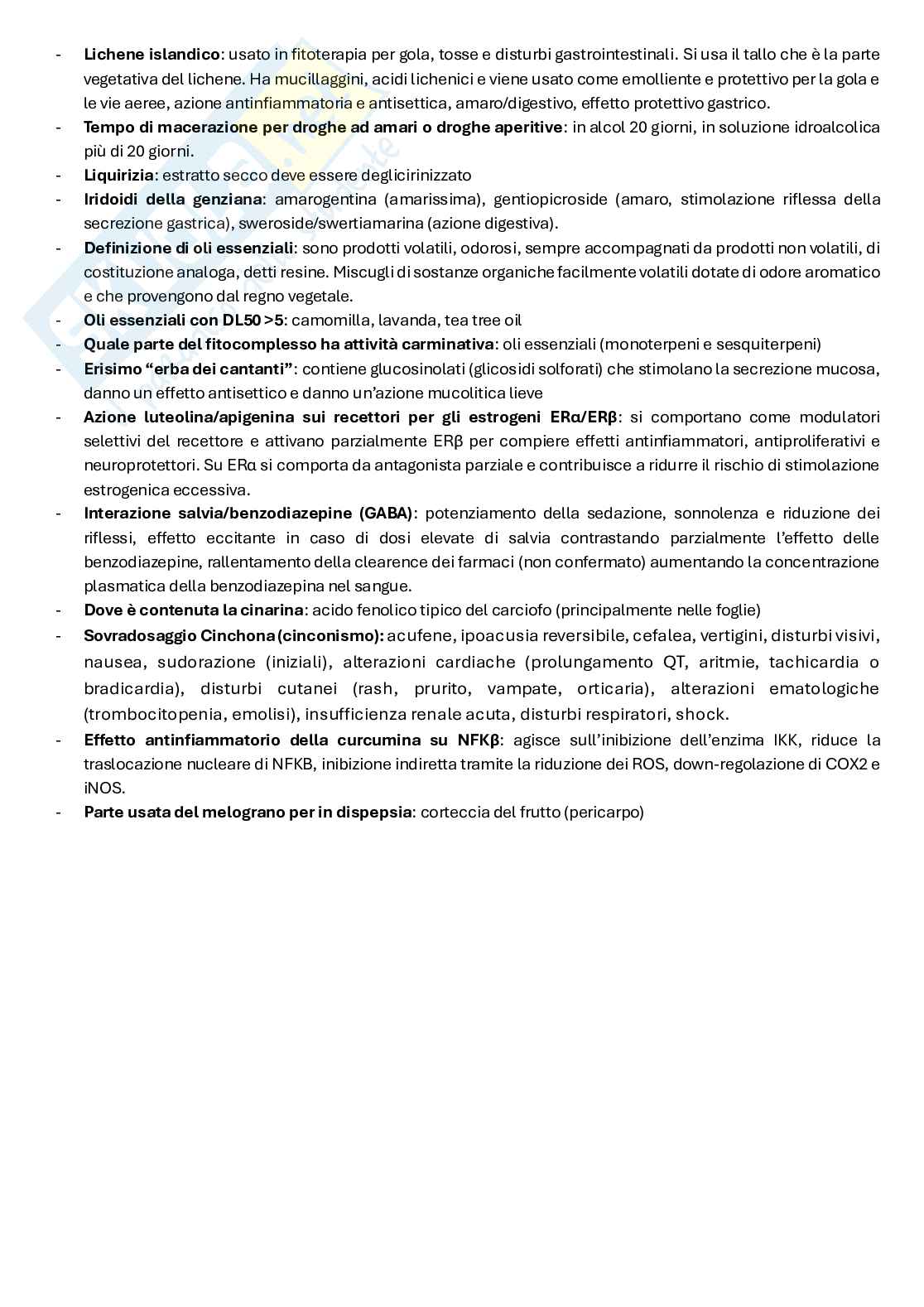 Schemi dei composti e domande di Fitoterapia e farmacognosia Pag. 11