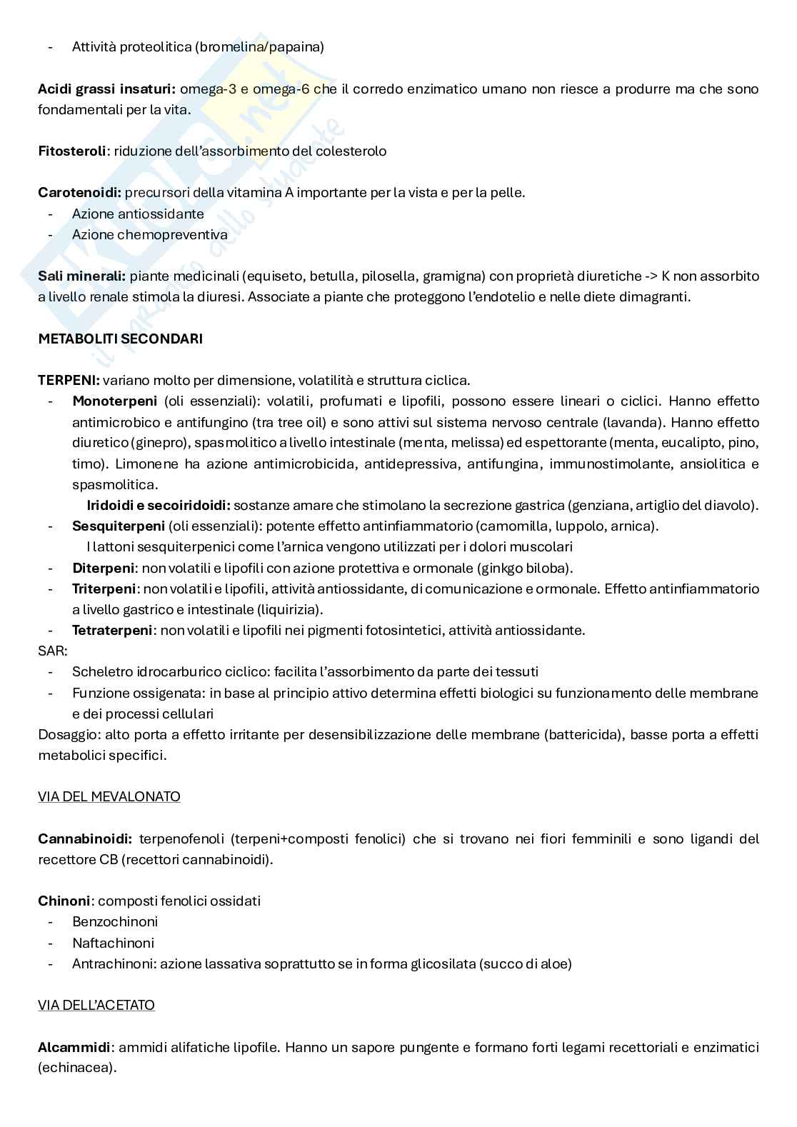 Schemi dei composti e domande di Fitoterapia e farmacognosia Pag. 2