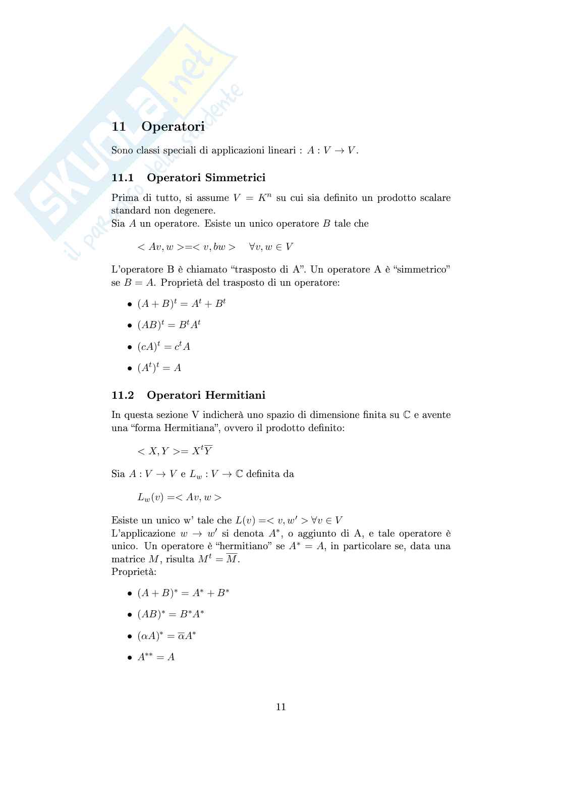 Algebra lineare e geometria - Formulario Pag. 11