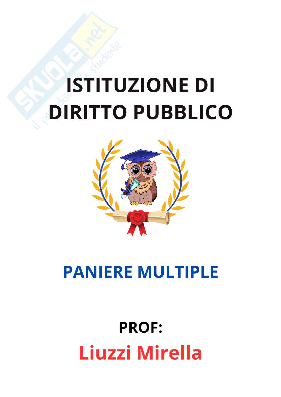 Paniere Diritto pubblico (2026) - Risposte multiple corrette Pag. 1