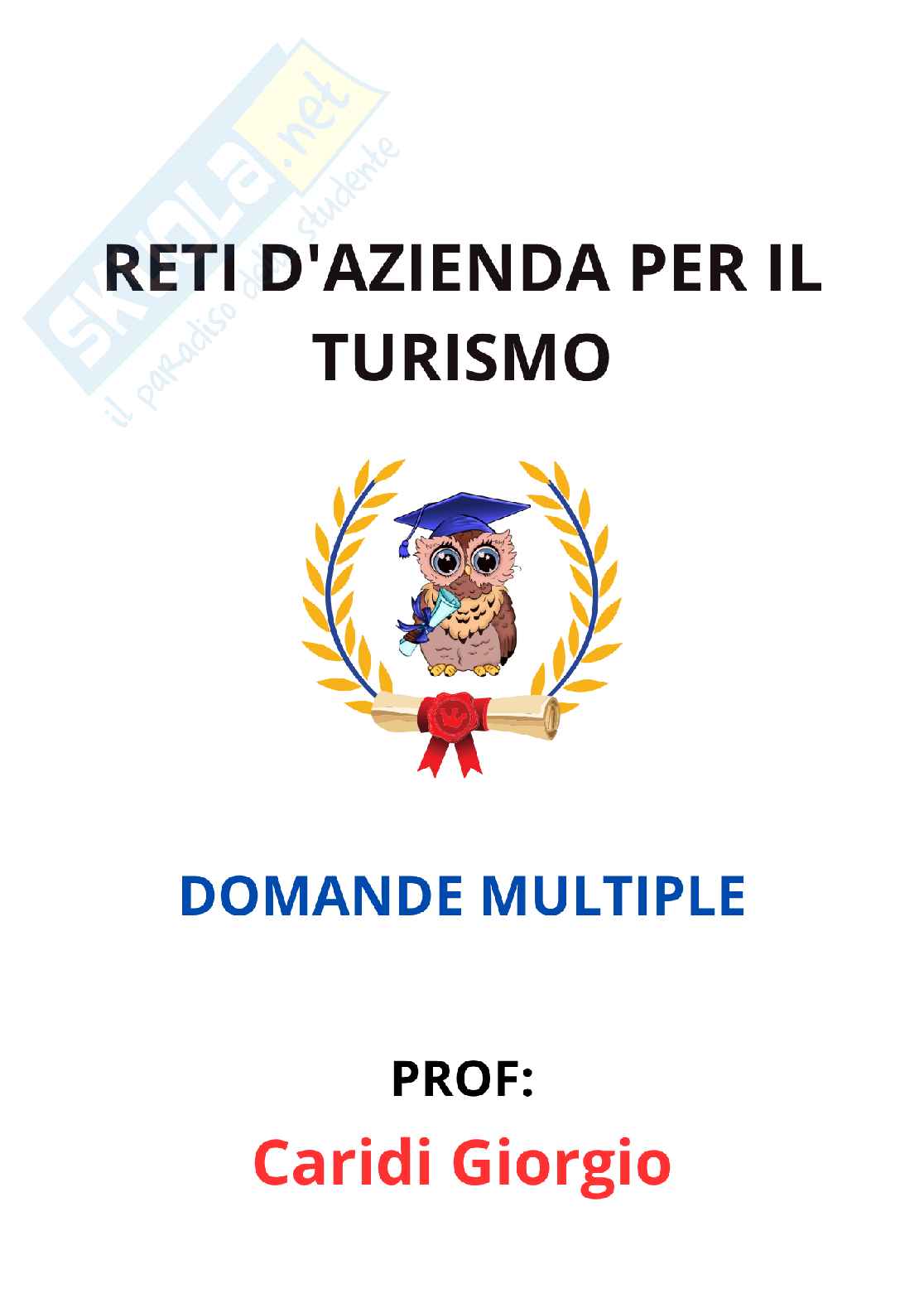 Paniere Reti d'azienda per il turismo - Risposte multiple - aggiornato (2025) Pag. 1