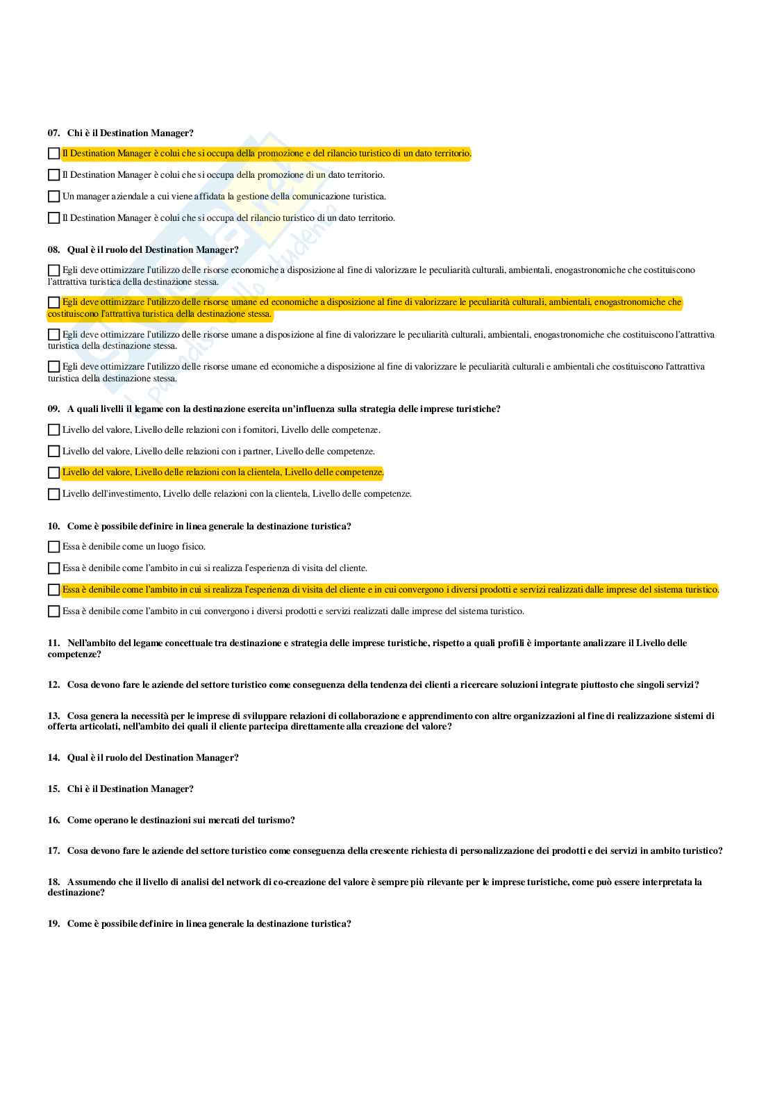 Paniere Reti d'azienda per il turismo - Risposte multiple - aggiornato (2025) Pag. 46