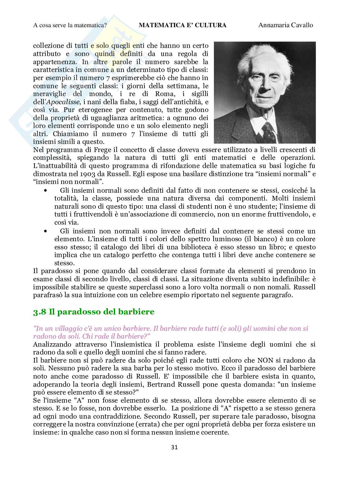 Matematica: a cosa serve? Pag. 31