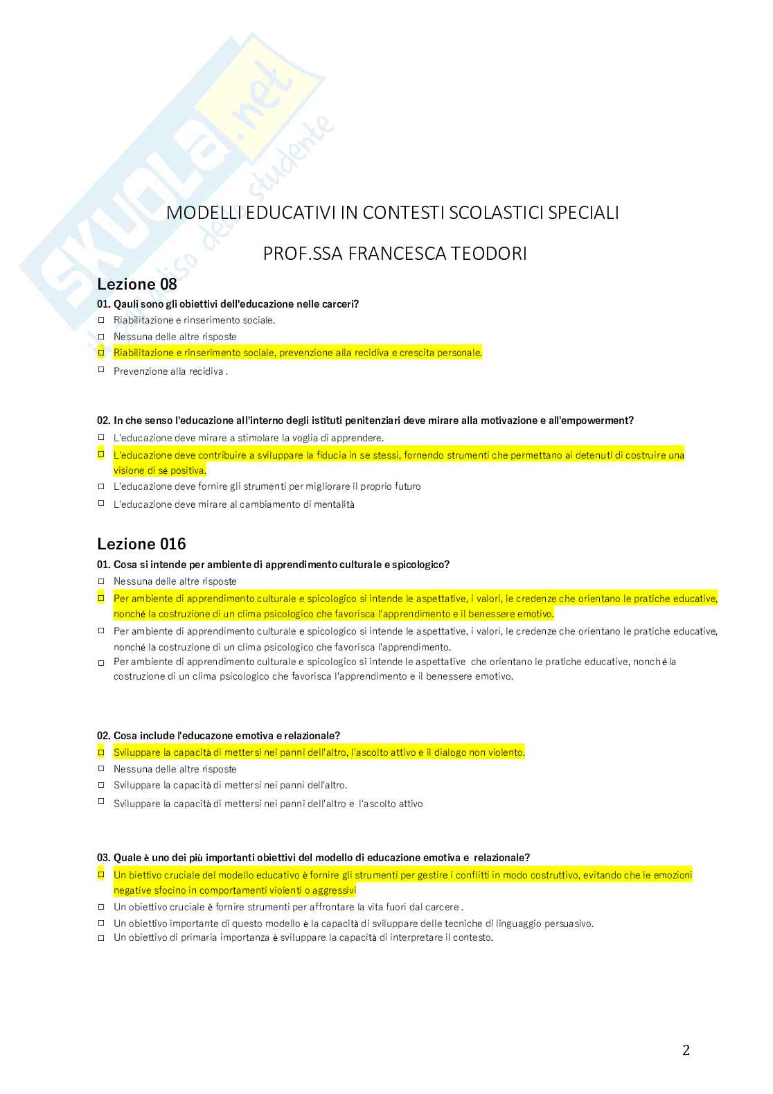 Modelli educativi in contesti scolastici speciali - Master di II livello — Educare in istituti penitenziari   Pag. 2