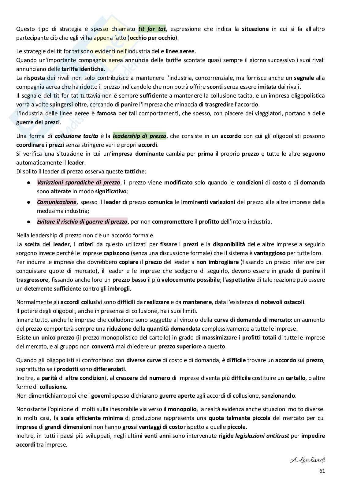 Riassunto esame Microeconomia, Prof. Laino Antonella, libro consigliato Economia - principi e applicazioni, Marc Lieberman, Robert Hall Pag. 61