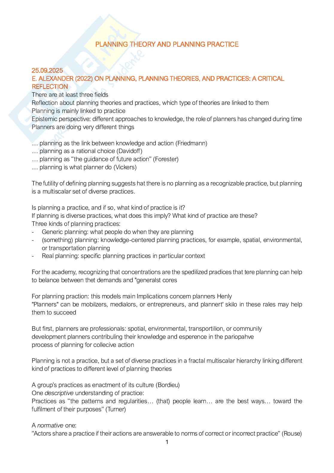 Appunti Planning theory Pag. 1