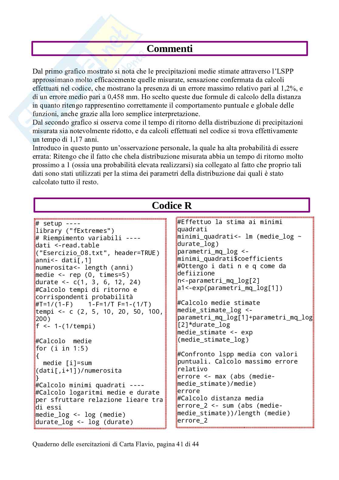 Esercizi svolti di Idrologia statistica, con software R Pag. 41