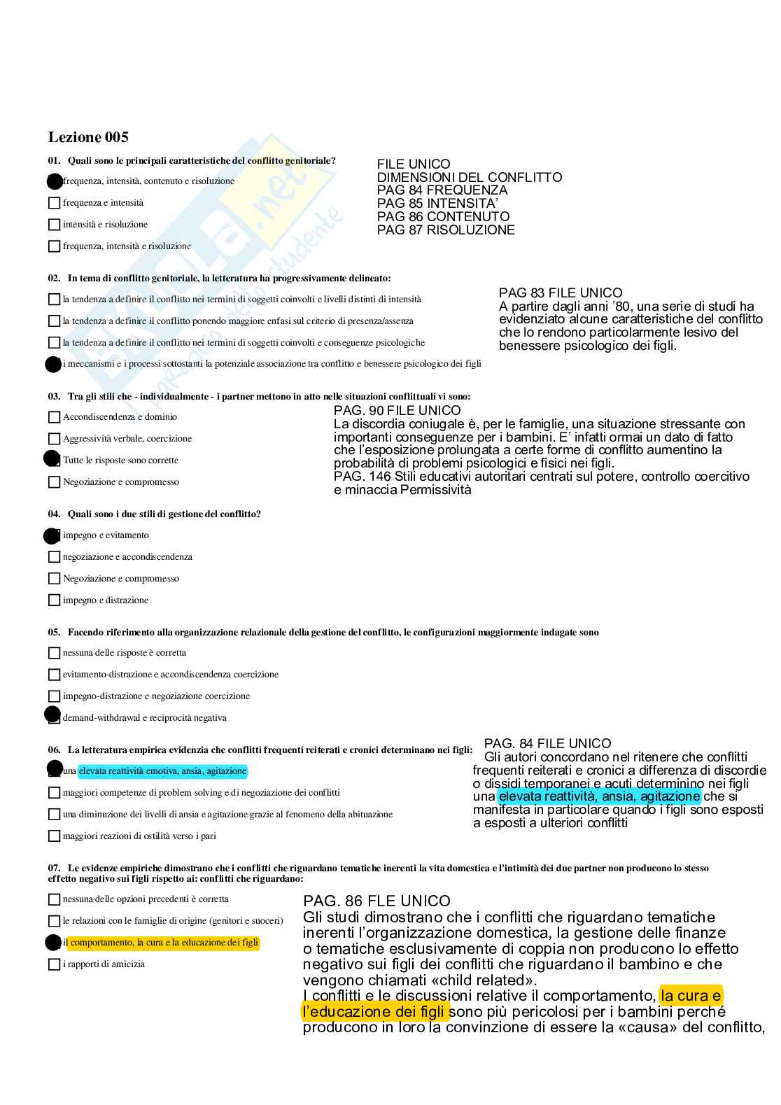 Paniere Psicologia dello sviluppo e delle relazioni interpersonali - Risposte multiple - aggiornato (2026) Pag. 11