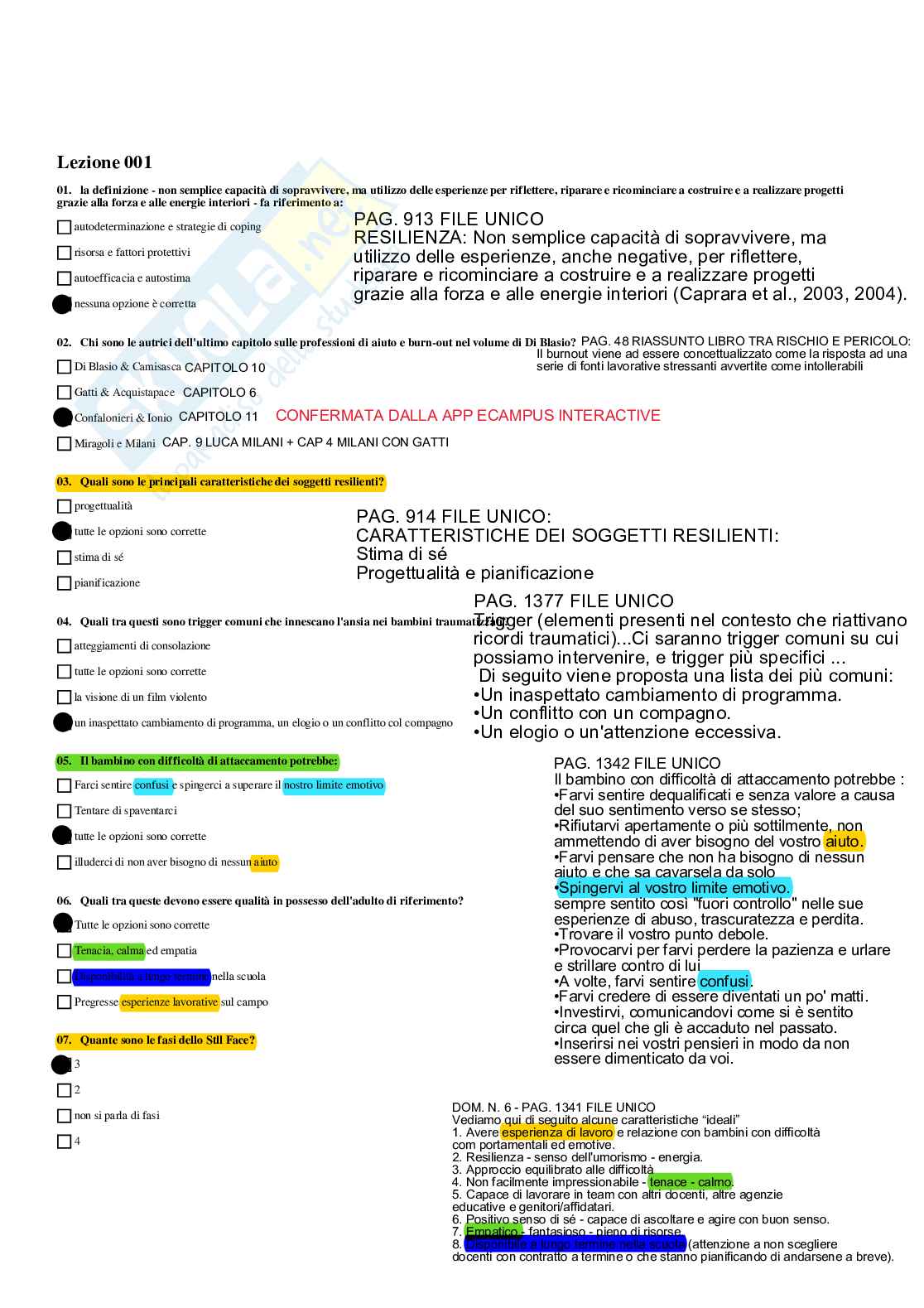 Paniere Psicologia dello sviluppo e delle relazioni interpersonali - Risposte multiple - aggiornato (2026) Pag. 2