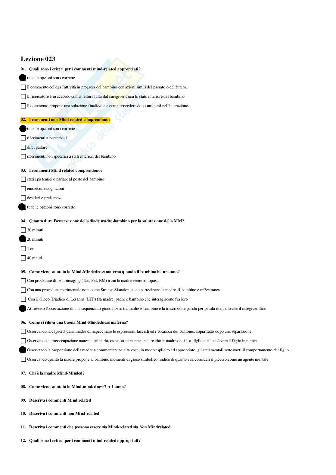 Paniere Psicologia dello sviluppo e delle relazioni interpersonali - Risposte multiple - aggiornato (2026) Pag. 36