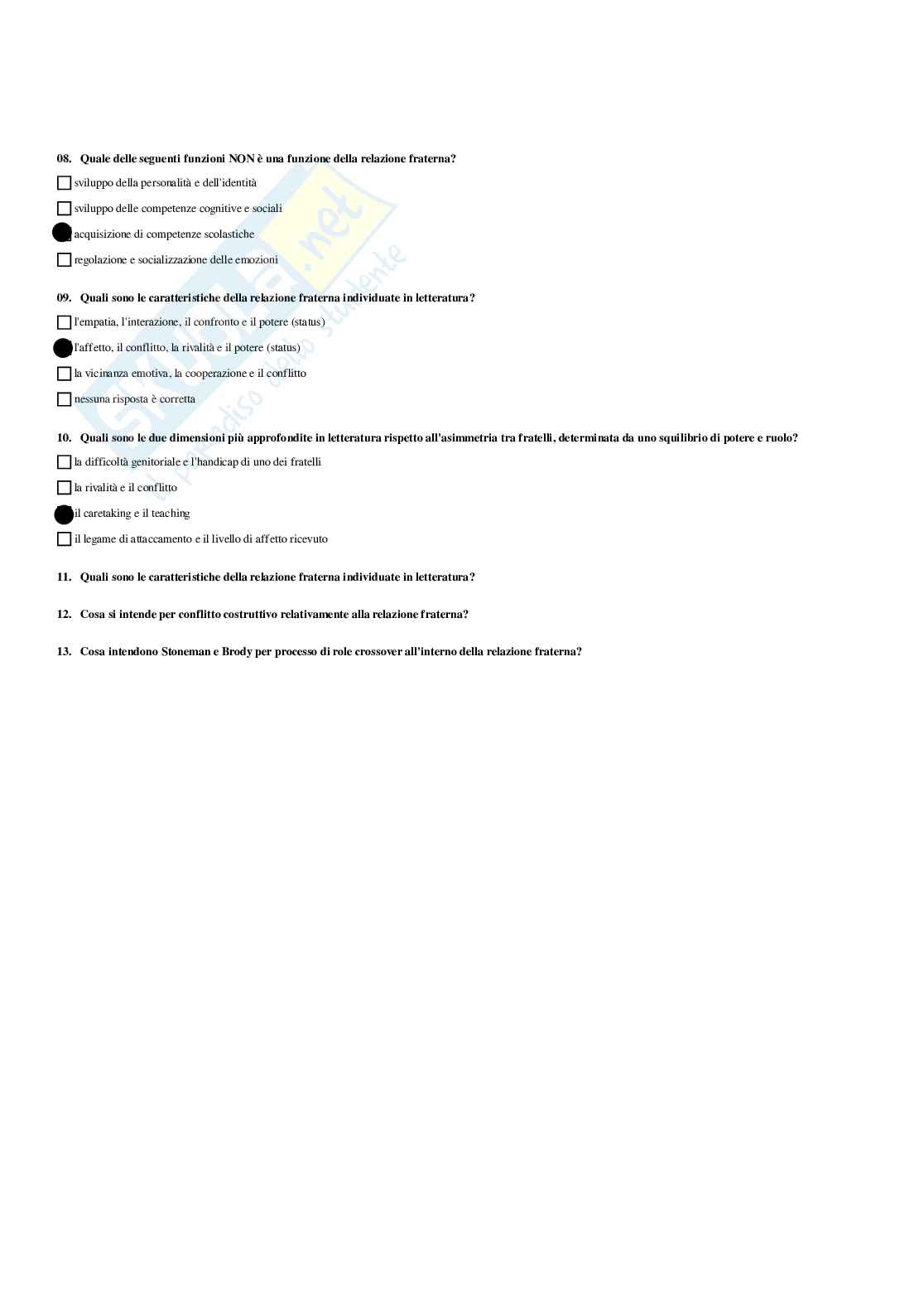 Paniere Psicologia dello sviluppo e delle relazioni interpersonali - Risposte multiple - aggiornato (2026) Pag. 51