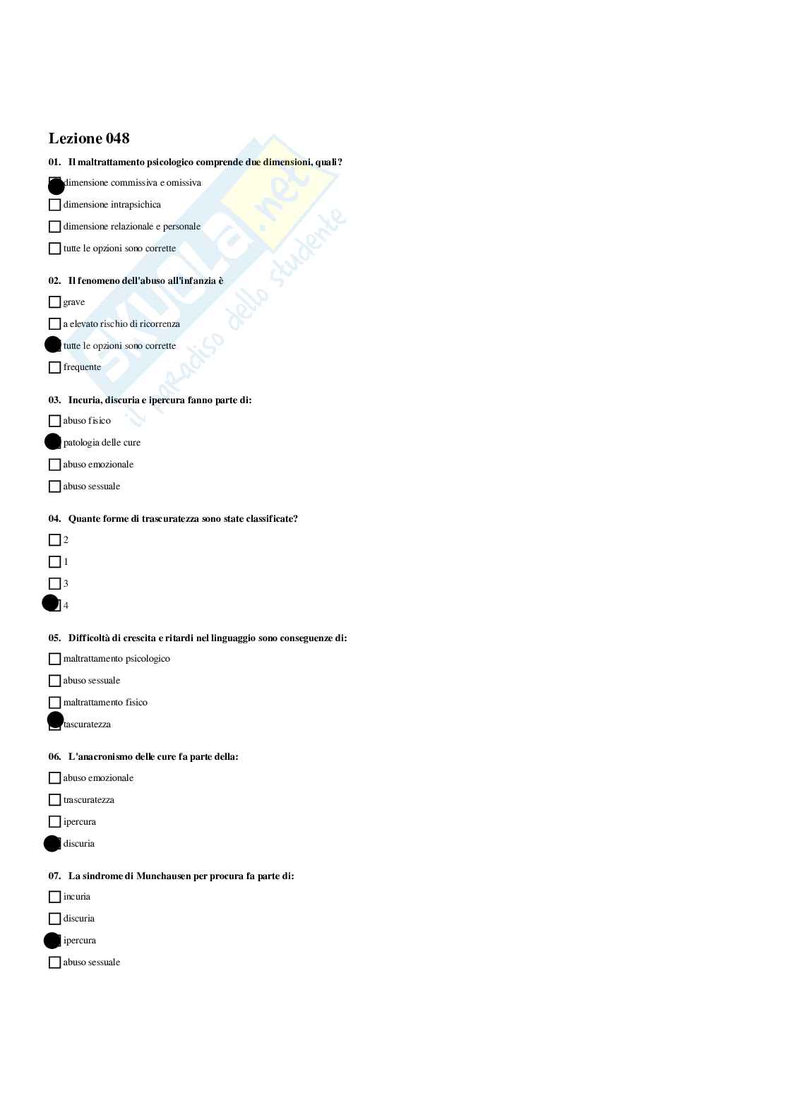 Paniere Psicologia dello sviluppo e delle relazioni interpersonali - Risposte multiple - aggiornato (2026) Pag. 66