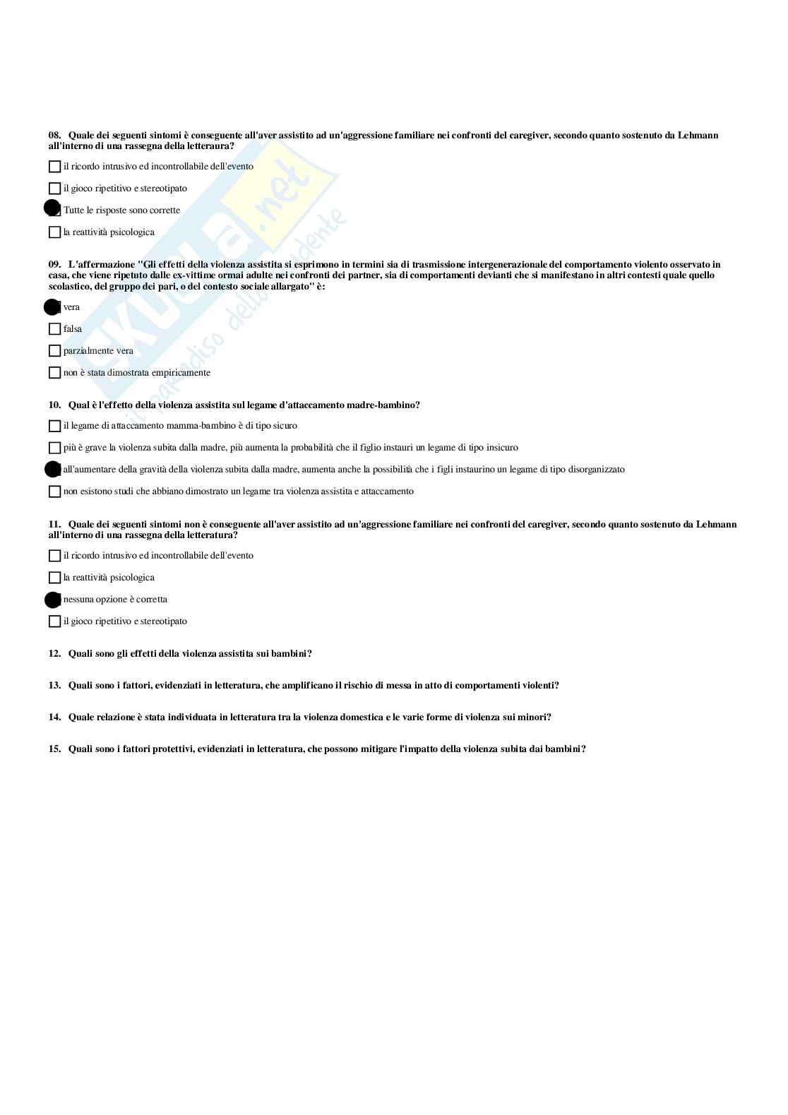 Paniere Psicologia dello sviluppo e delle relazioni interpersonali - Risposte multiple - aggiornato (2026) Pag. 76