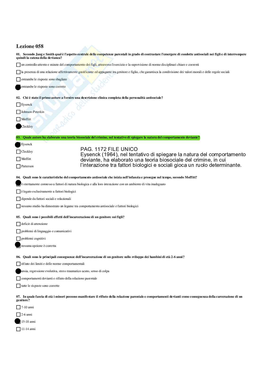 Paniere Psicologia dello sviluppo e delle relazioni interpersonali - Risposte multiple - aggiornato (2026) Pag. 81
