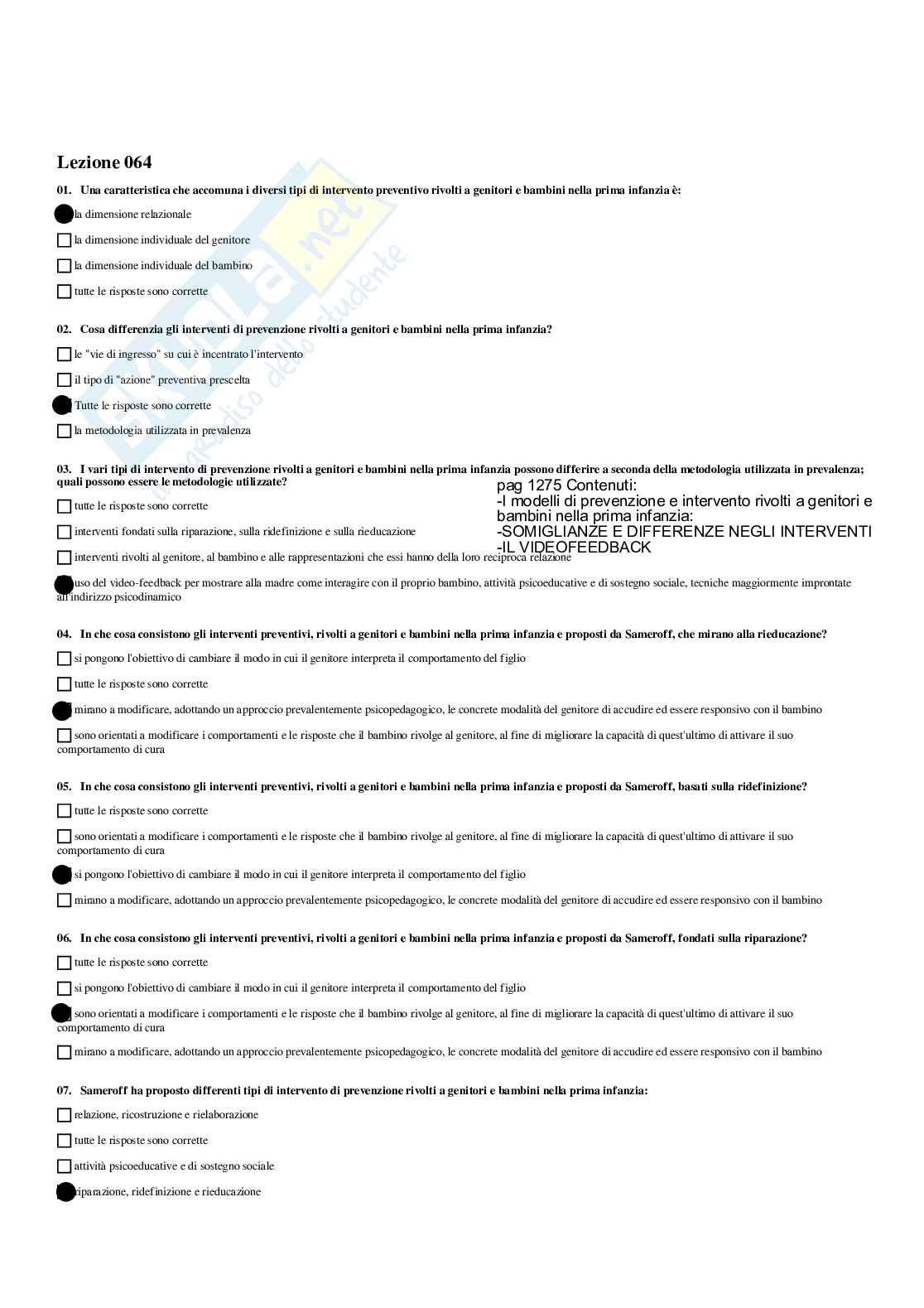 Paniere Psicologia dello sviluppo e delle relazioni interpersonali - Risposte multiple - aggiornato (2026) Pag. 91