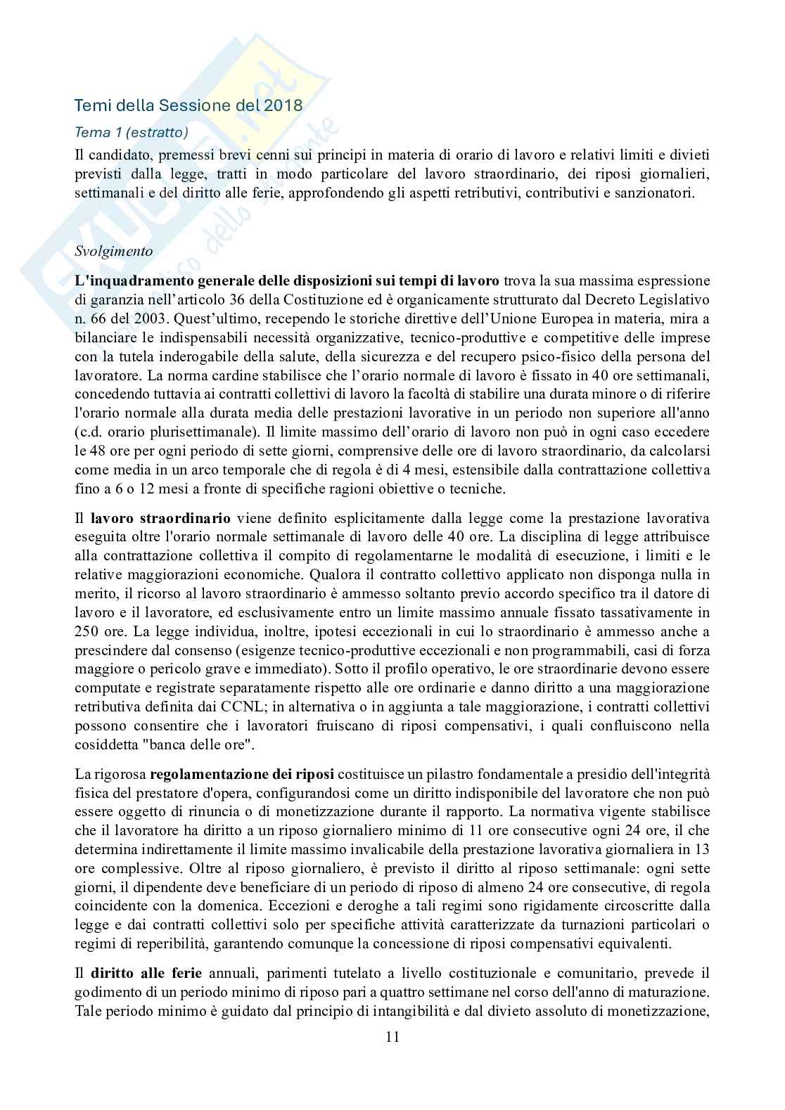 Svolgimento tracce prima prova scritta - Temi svolti diritto del lavoro e legislazione sociale per esame stato consulenti lavoro anni passati - sessione 2018 e 2023 Pag. 11