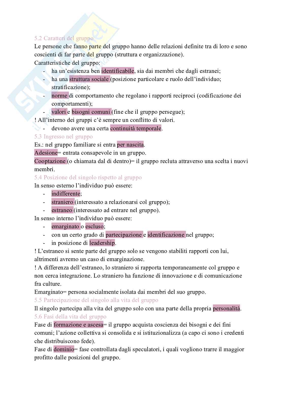 Riassunto esame Sociologia , Prof. Iannone Roberta, libro consigliato La conoscenza sociologica, Mongardini Pag. 11