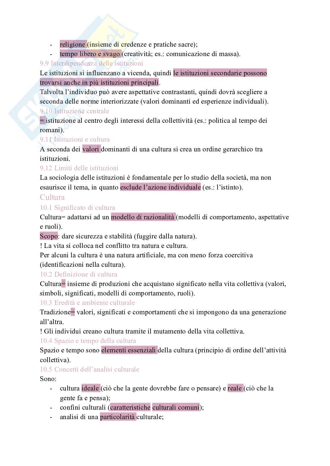 Riassunto esame Sociologia , Prof. Iannone Roberta, libro consigliato La conoscenza sociologica, Mongardini Pag. 21