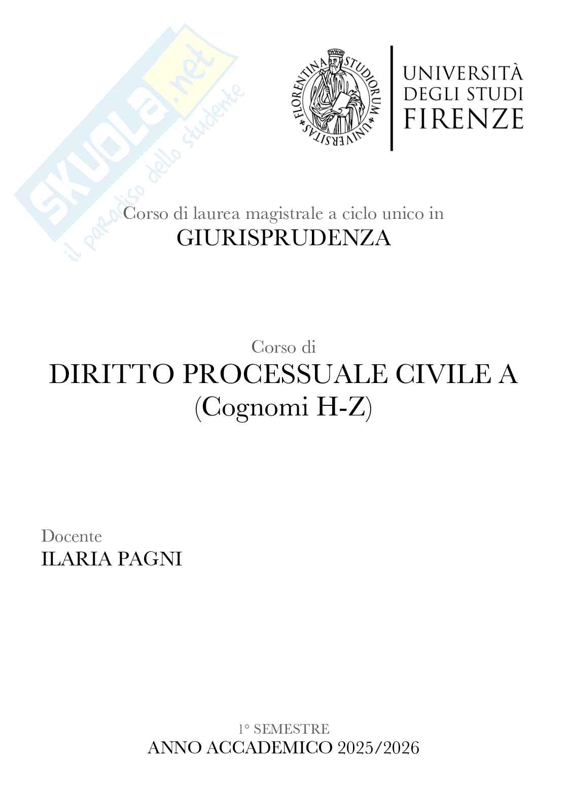 Riassunto esame Diritto processuale civile, Prof. Pagni Ilaria, libro consigliato Diritto processuale civile A (volume I, II e IV), Luiso Pag. 1