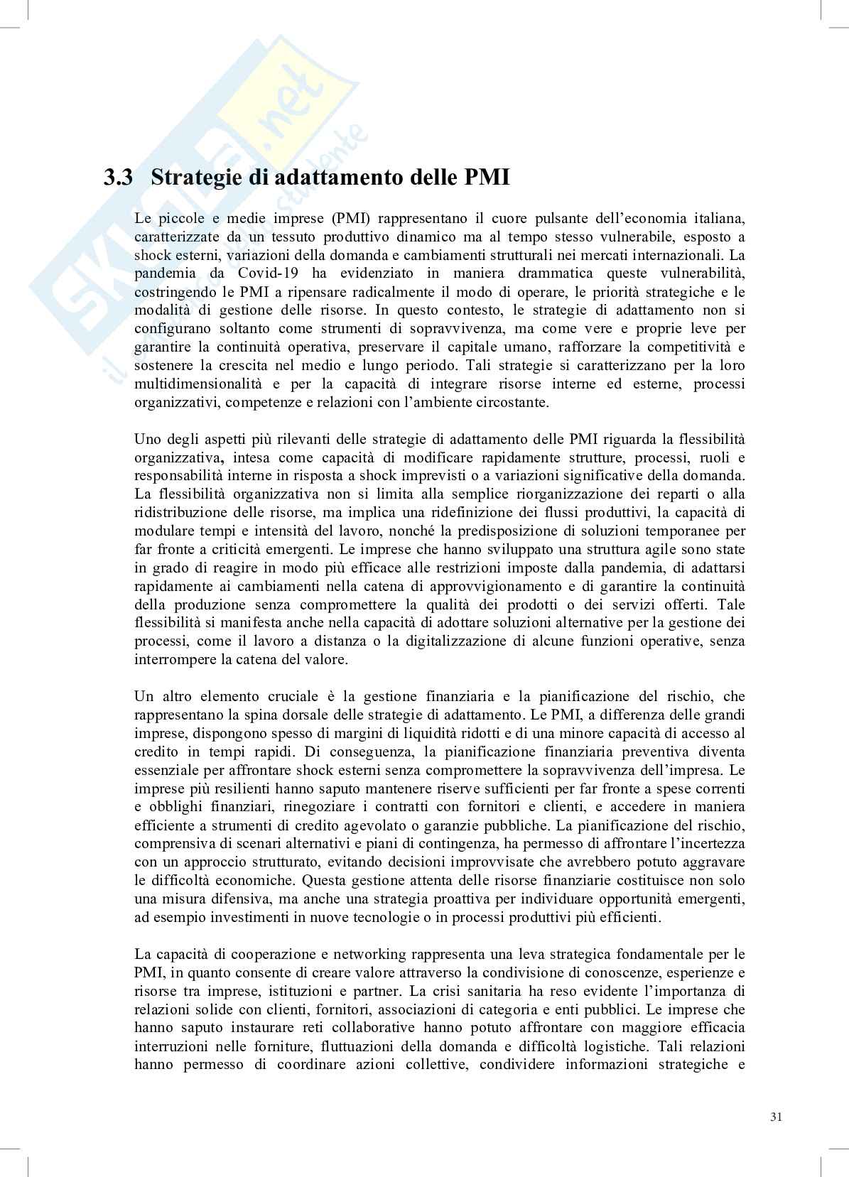 L'andamento settoriale e la resilienza economica delle PMI Italiane nel periodo post-covid, con un'analisi comparata tra il settore manifatturiero e quello dei servizi Pag. 31