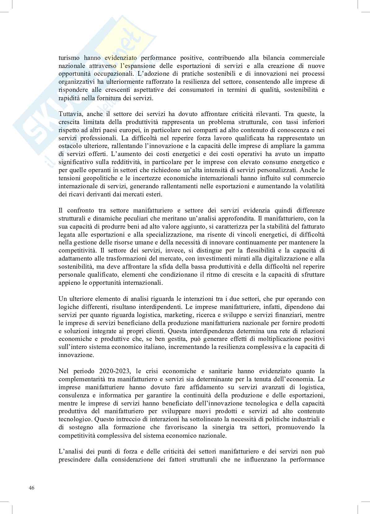 L'andamento settoriale e la resilienza economica delle PMI Italiane nel periodo post-covid, con un'analisi comparata tra il settore manifatturiero e quello dei servizi Pag. 46