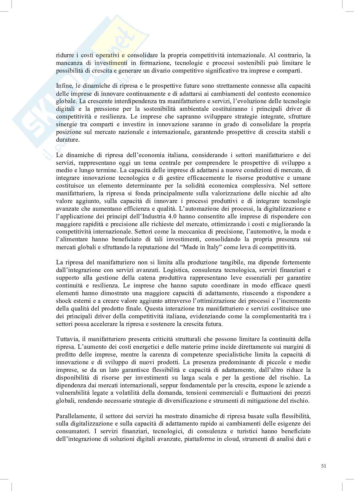L'andamento settoriale e la resilienza economica delle PMI Italiane nel periodo post-covid, con un'analisi comparata tra il settore manifatturiero e quello dei servizi Pag. 51