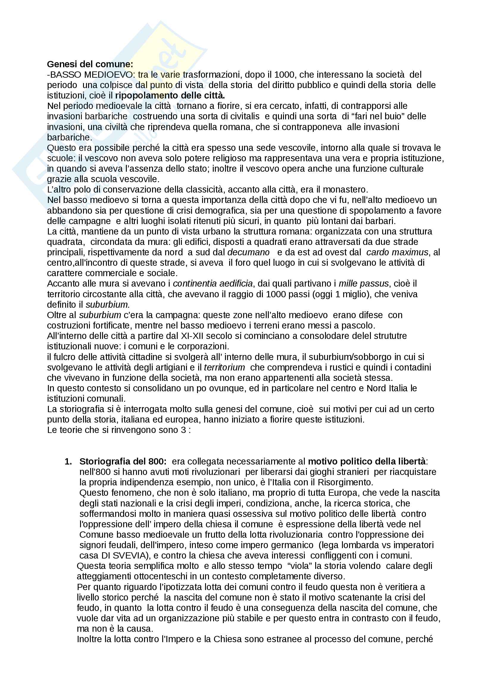 Genesi dell'istituzione comunale Pag. 1
