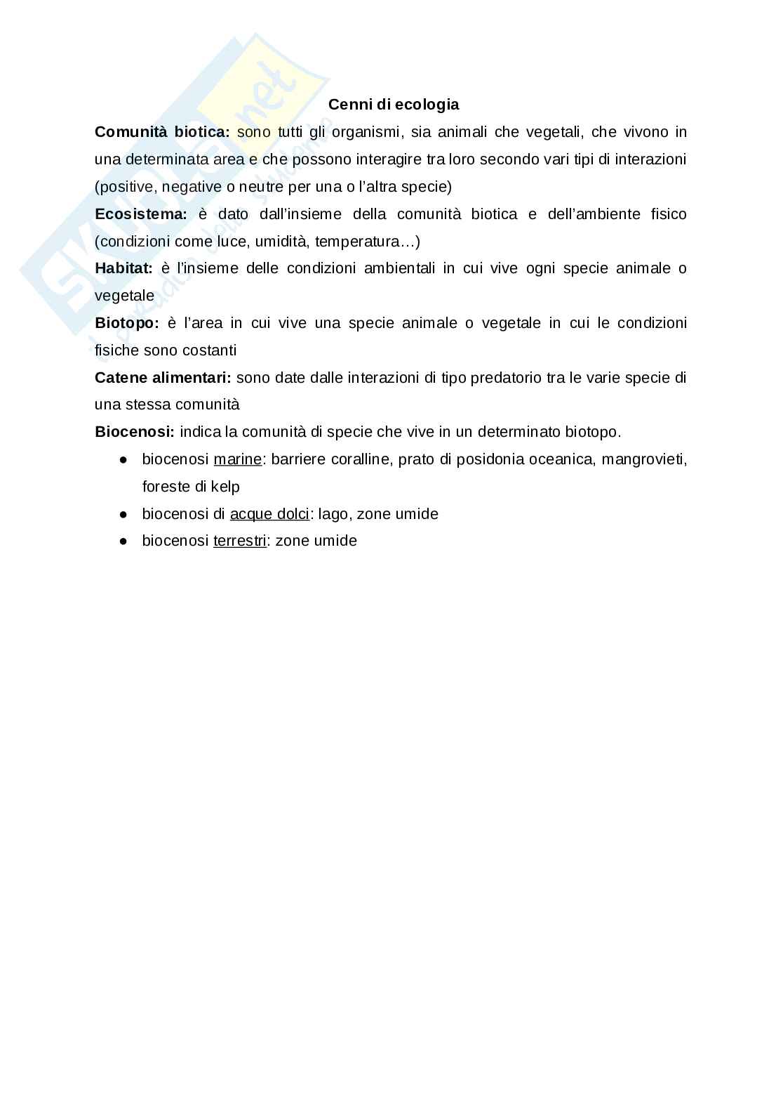 Approfondimenti della parte generale di Zoologia Pag. 1