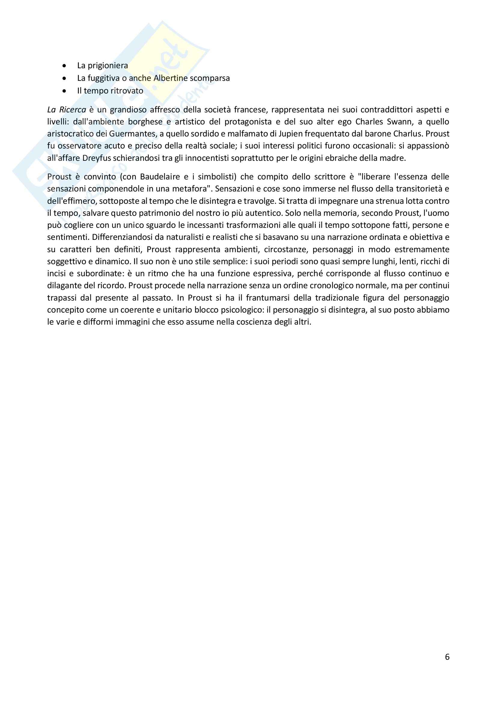Riassunto esame Letteratura francese, prof. Fiore, libro consigliato Storia della letteratura francese: il XX secolo, Brunel, Bellenger Pag. 6