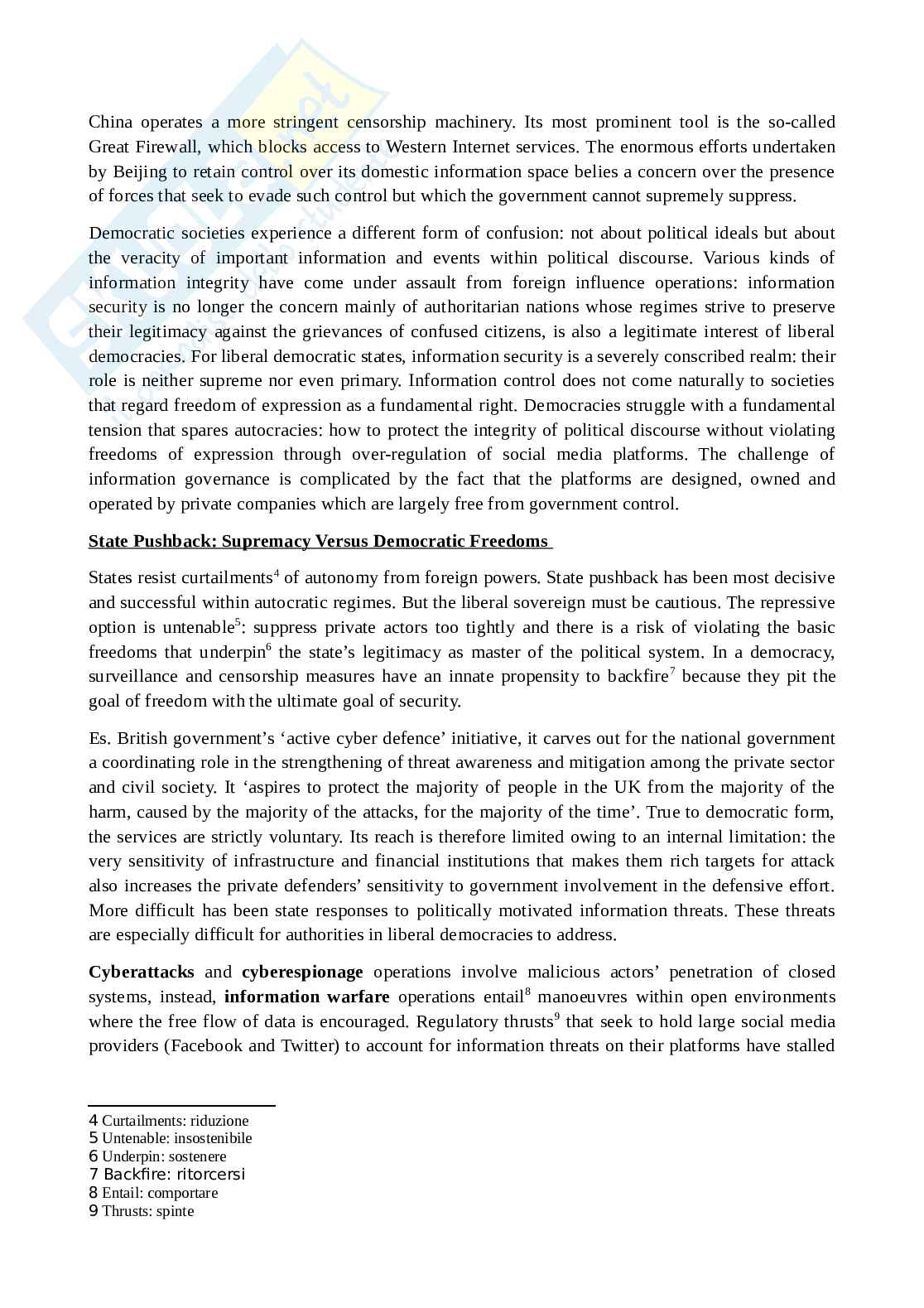 Riassunto esame Icy policies and cybersecurity, Prof. Bicchi Federica, libro consigliato Digital International Relations Technology, Agency and Order , Markus Kornprobst, Corneliu Bjola  Pag. 6