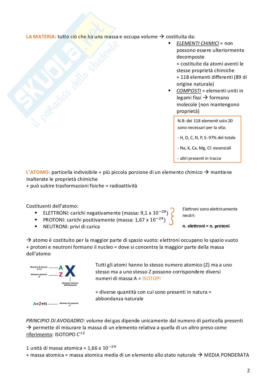 Chimica – completo Semestre filtro Medicina Pag. 2