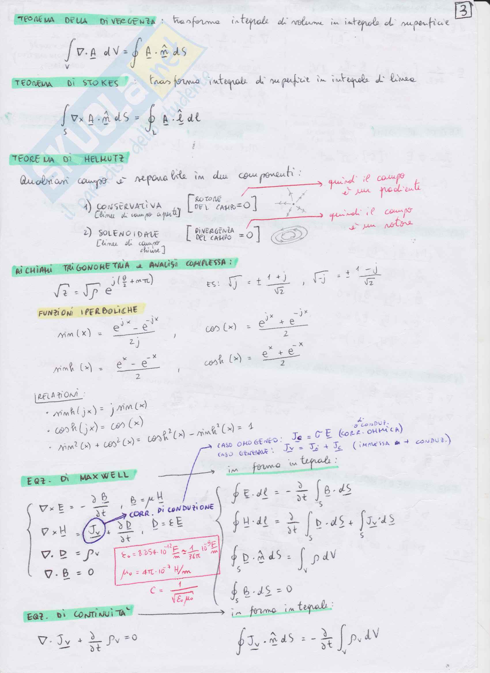 Formulario, procedure e dimostrazioni - Campi Elettromagnetici Pag. 6